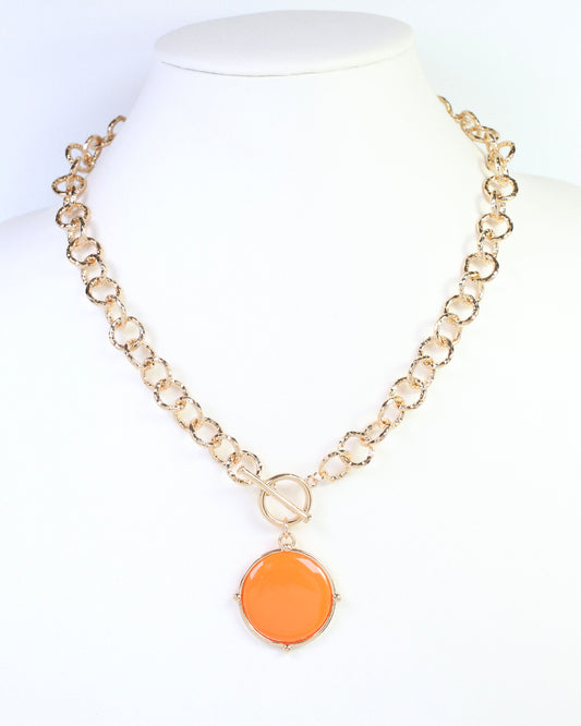 McKinley Pendant Toggle Necklace Orange
