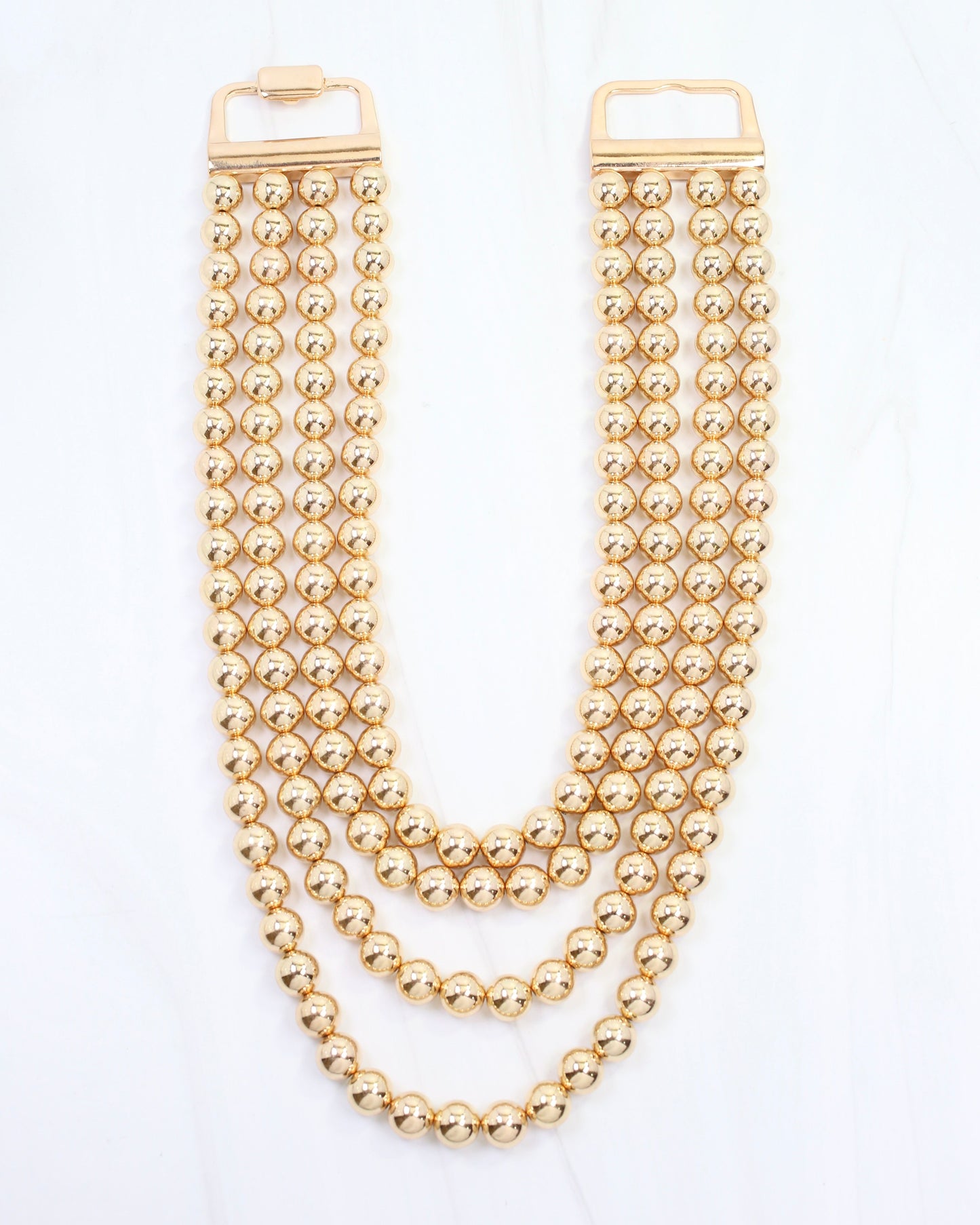 Mariam Beaded Layered Buckle Necklace Gold
