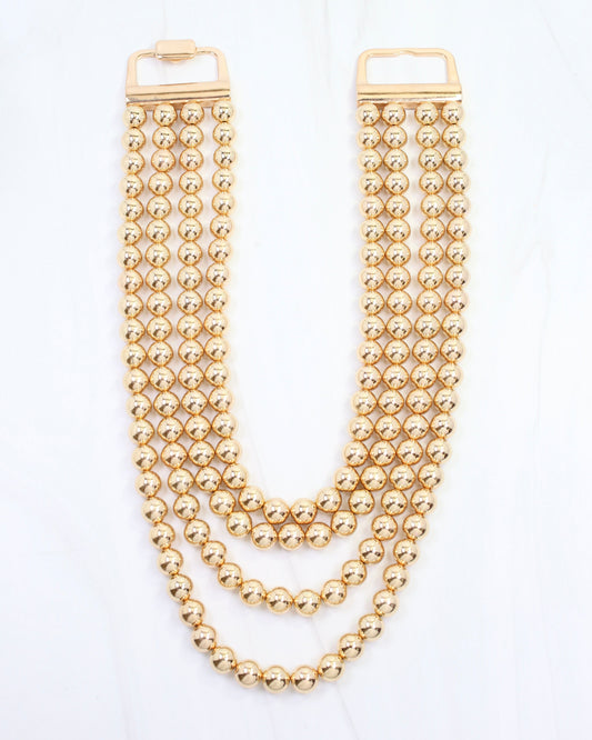 Mariam Beaded Layered Buckle Necklace Gold