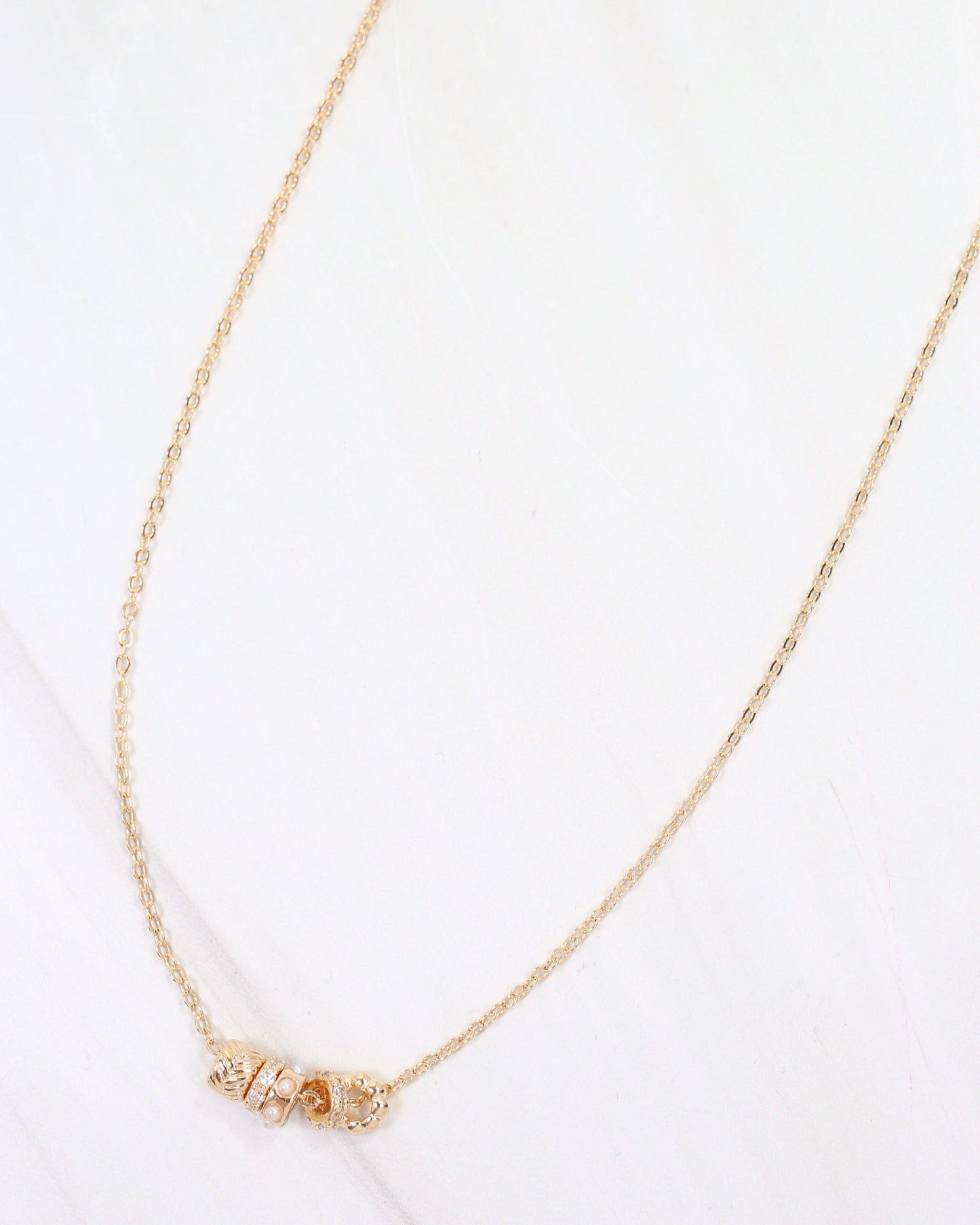 Bridgeton Rondelle Charm Necklace WR Gold