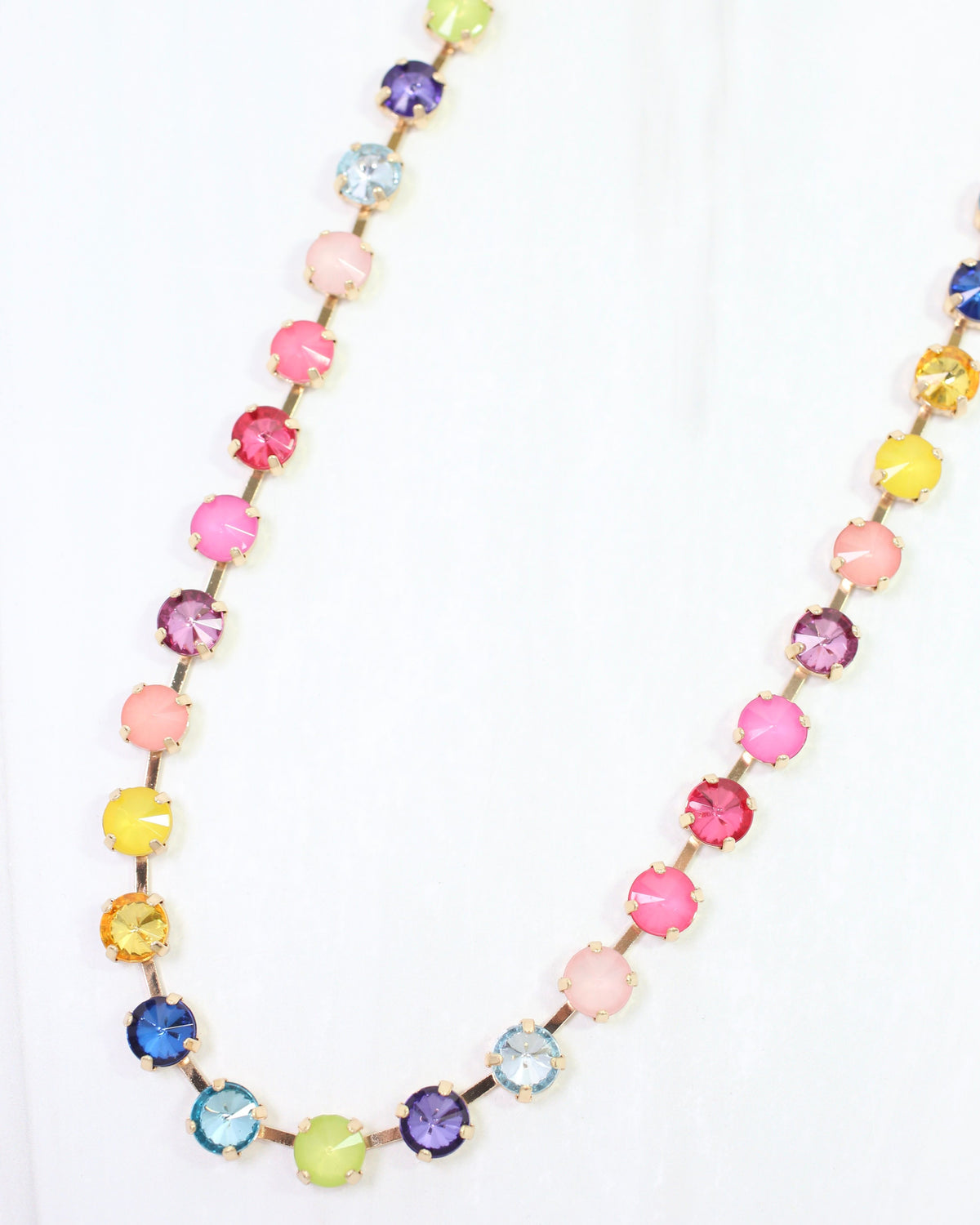 Shalimar Small  Rhinestone Necklace Rainbow