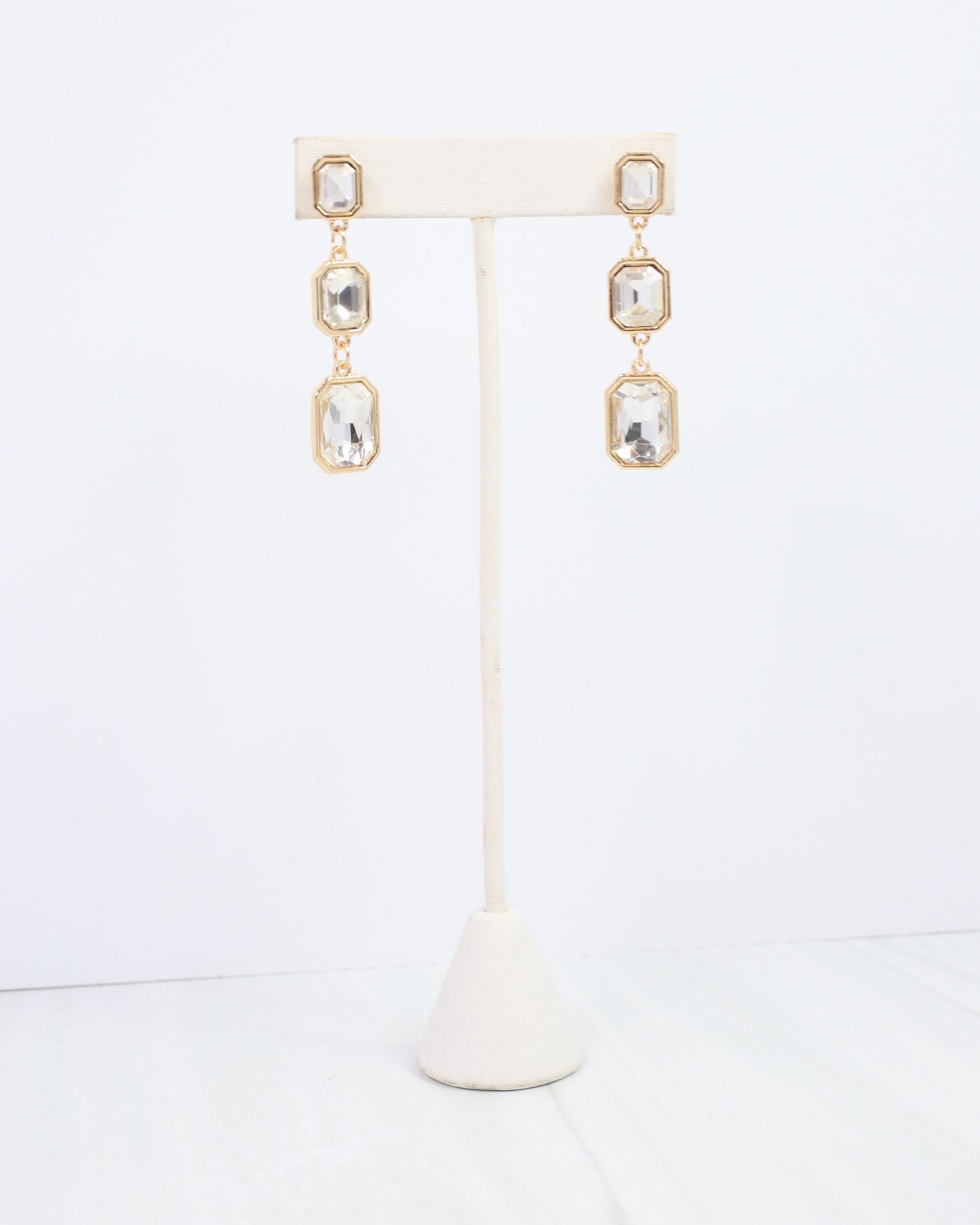 Turin Rectangle Crystal Drop Earring Gold