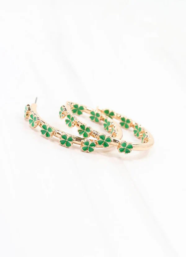 Shamrock Hoop Earring Green