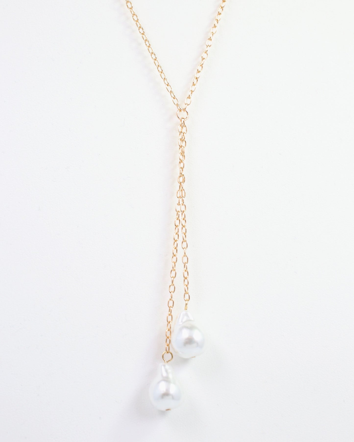 Ashmore Baroque Pearl Y Necklace Gold