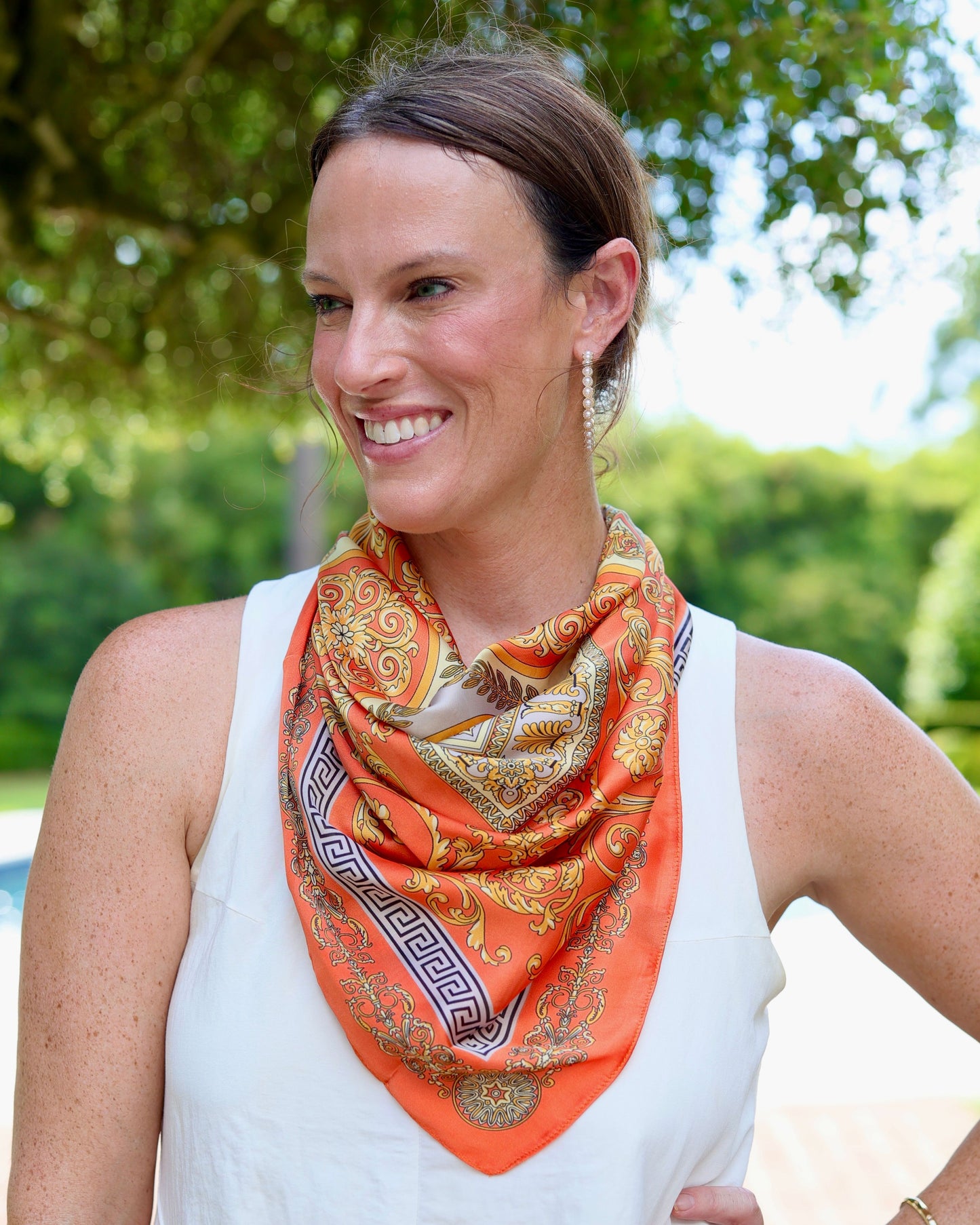 Mylah Medallion Print Scarf Orange