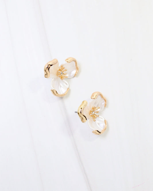 Eveleth Flower Post Earring Ivory