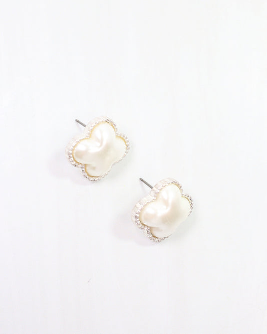 Massey Clover Stud Earring Worn Silver