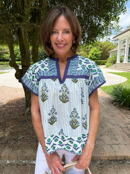 Alexandra Printed Flutter Sleeve Top