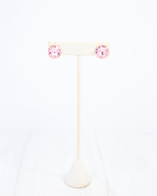 Andi Large Rhinestone Stud Earring Pink
