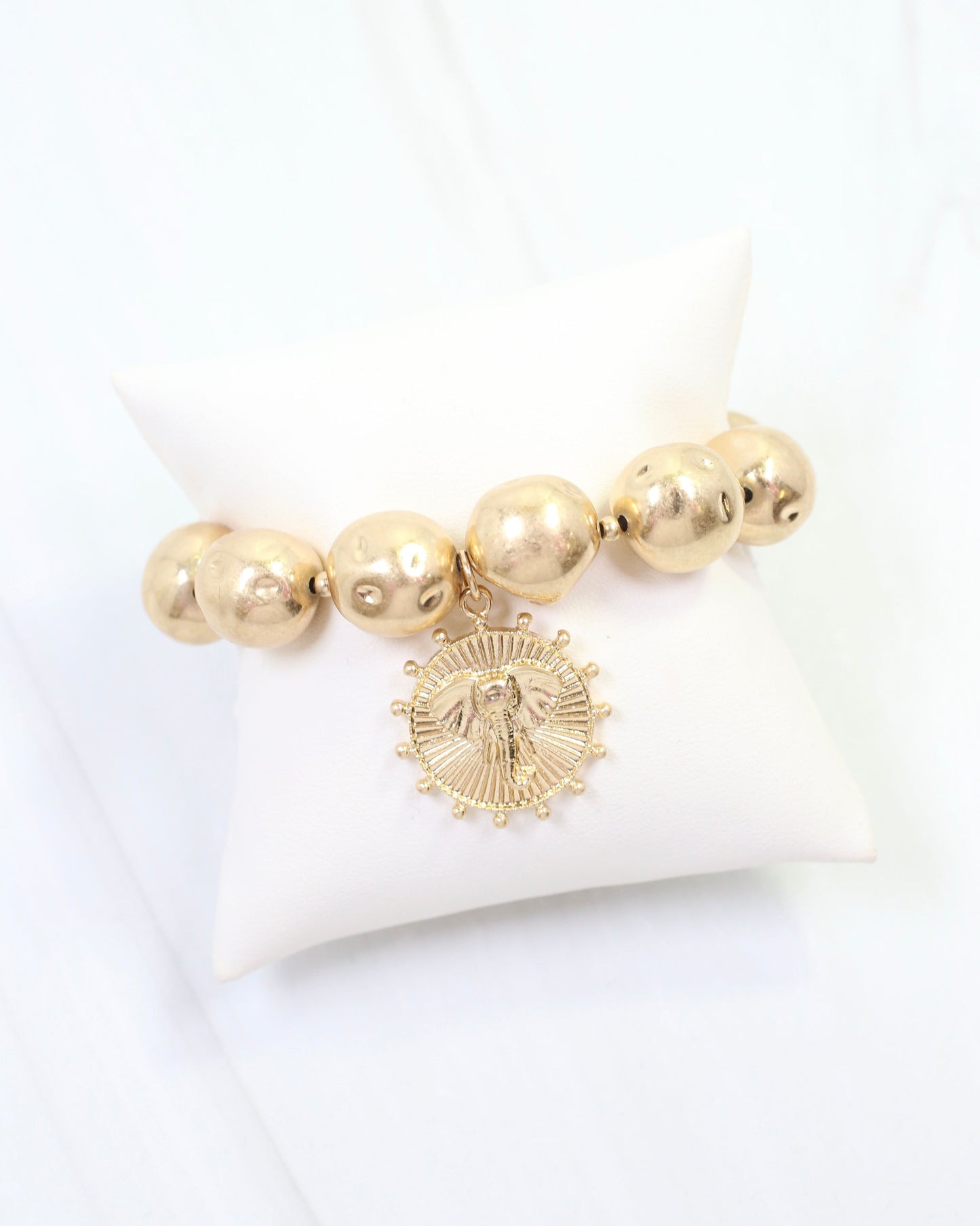 Carmen Coin Stretch Bracelet Elephant Worn Gold