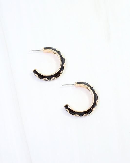 Kaylene Horsebit Hoop Earring Black