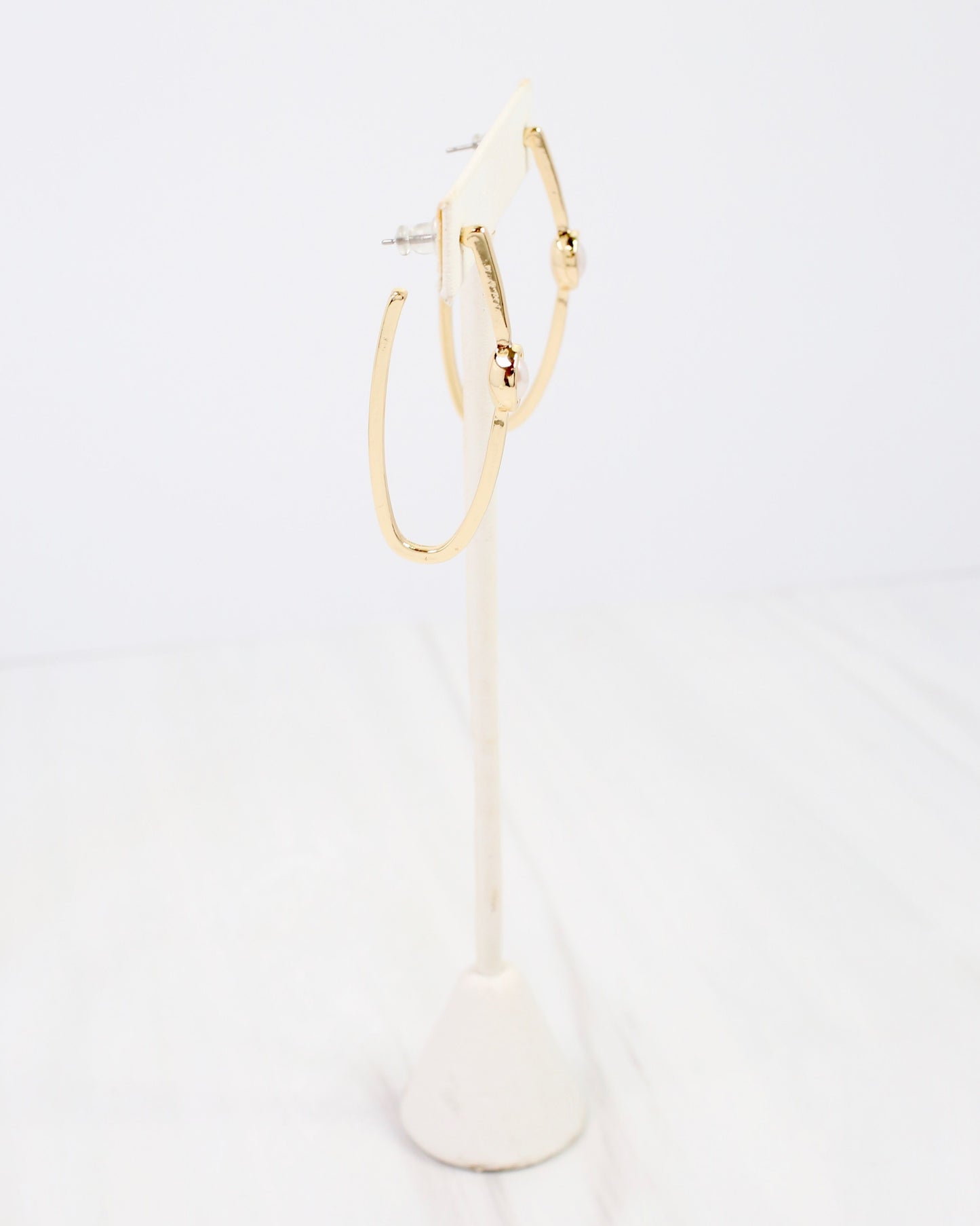 Findlay Pearl Elongated Hoop Earring Gold