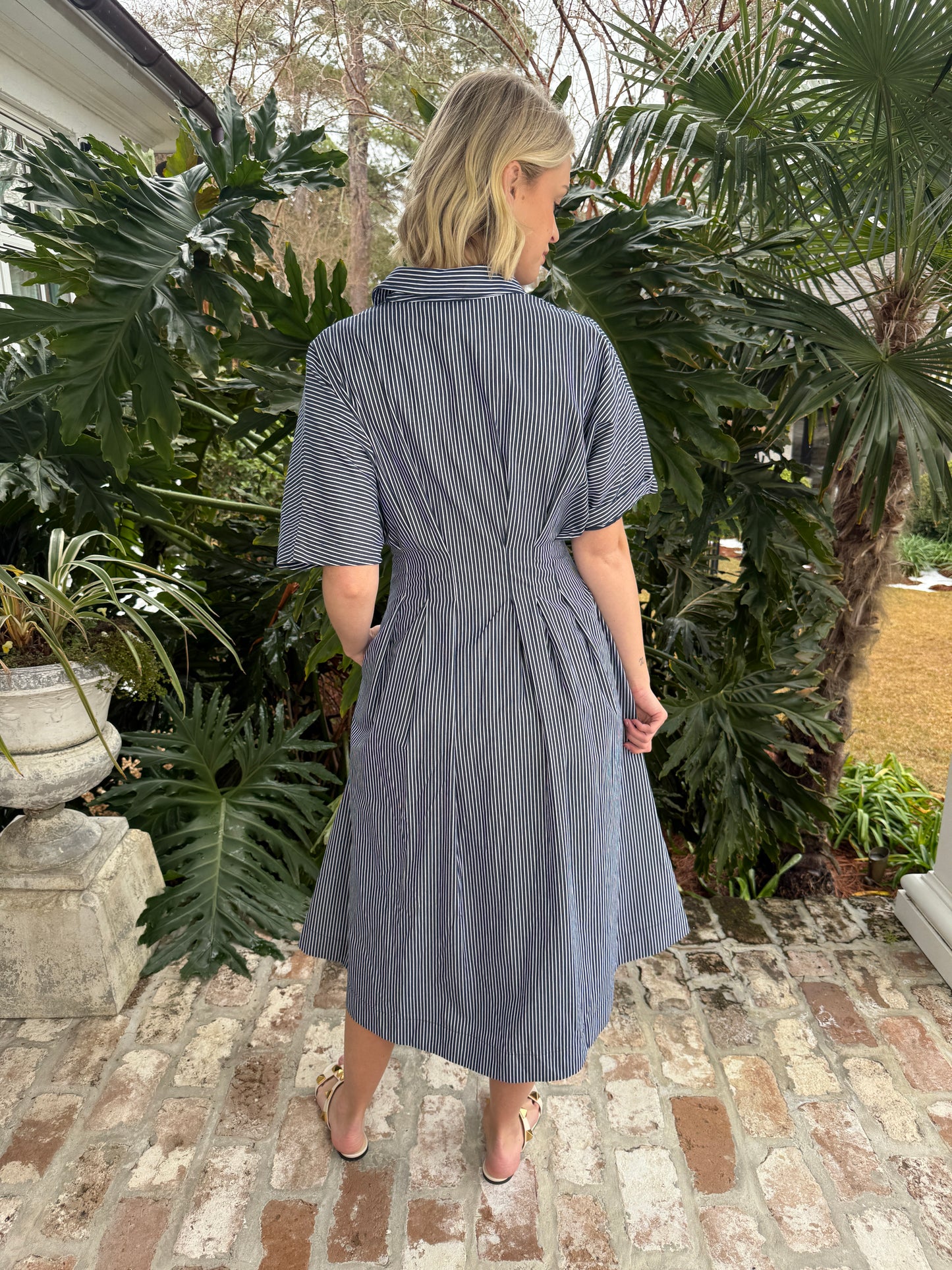 Out Of The Pasture Navy Stripe Midi Dress