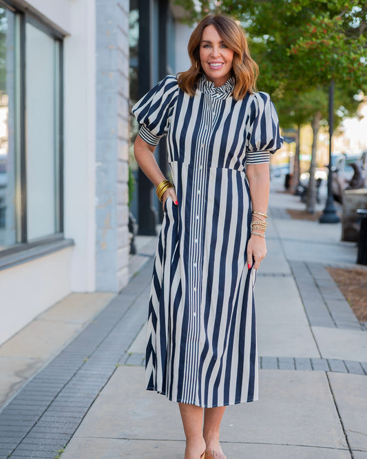 Vienna Striped Button Down Dress