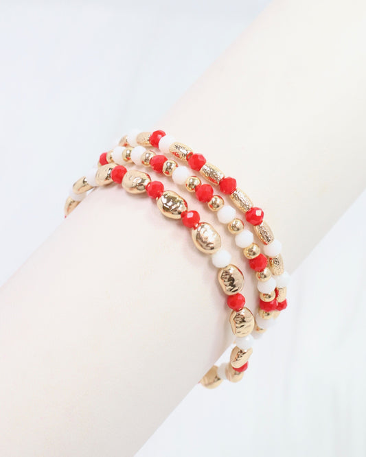 Spirit Beaded Bracelet Set Red White