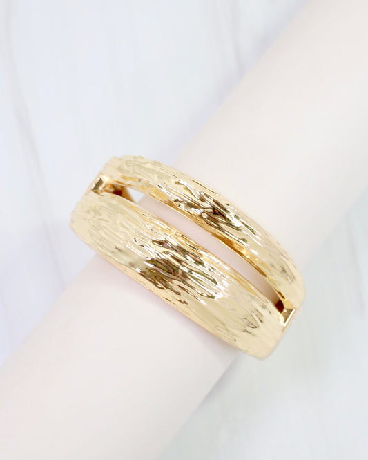 Murray Textured Hinged Bracelet Gold