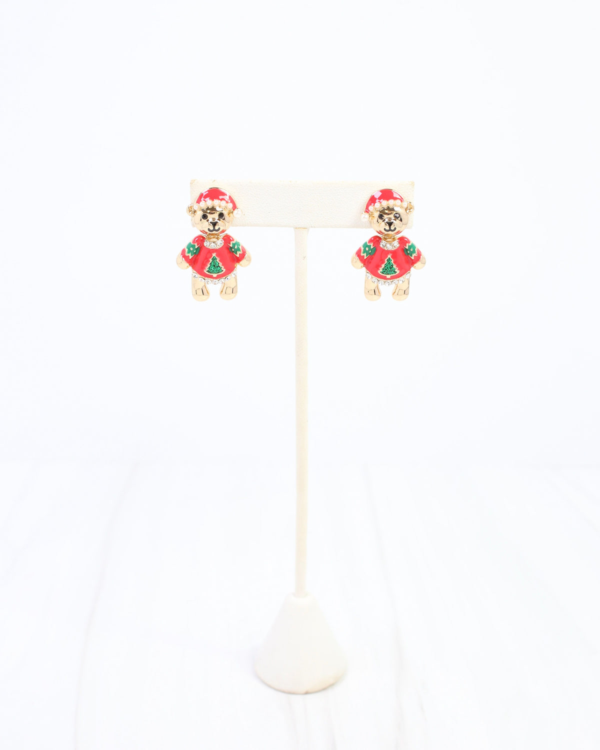 Benville Christmas Bear Earring Red