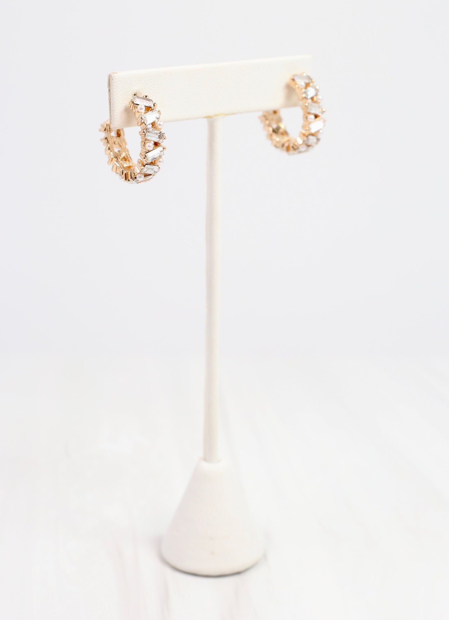 Harvey Pearl CZ Hoop Earring Gold