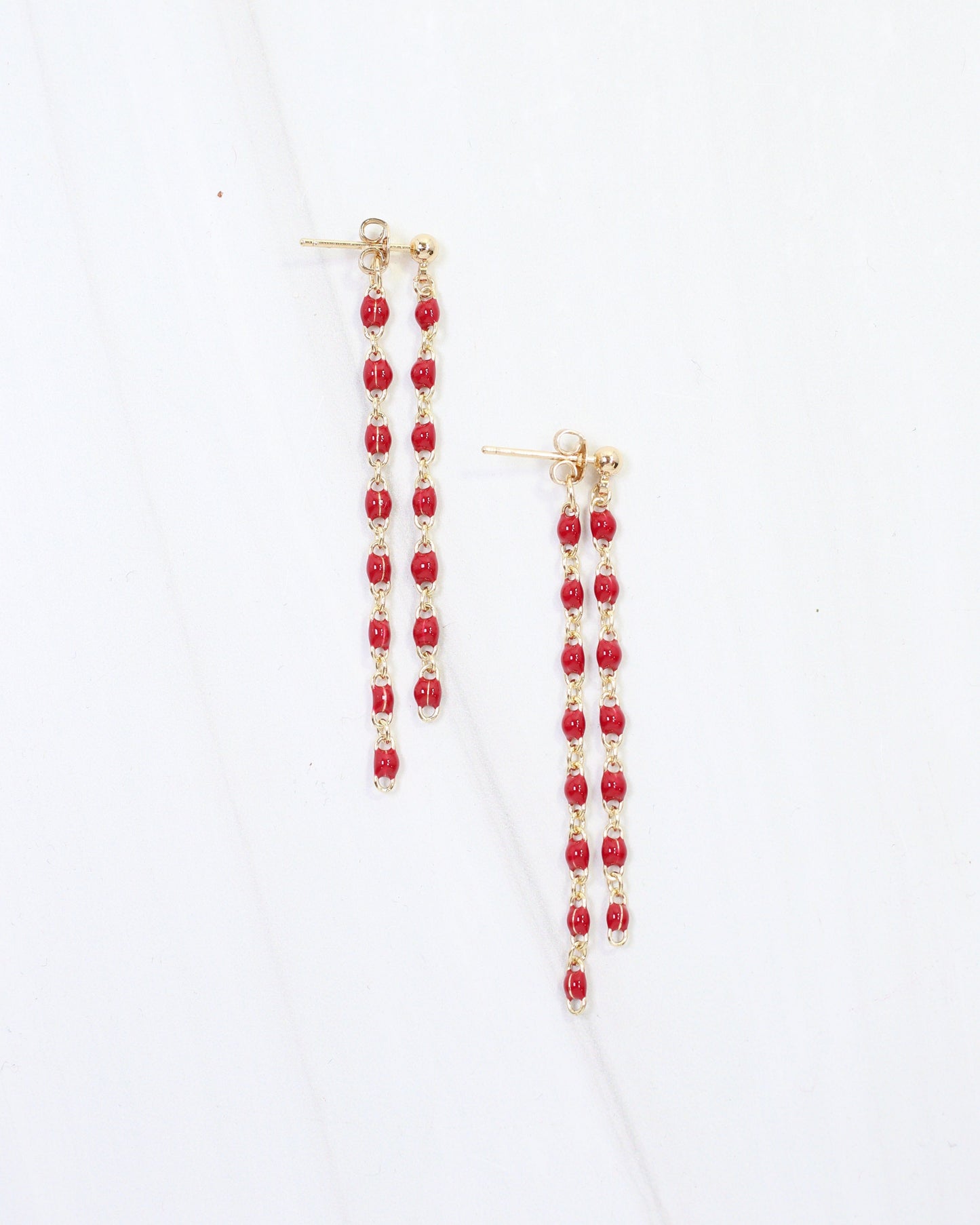 LuLu Chain Drop Earring Red