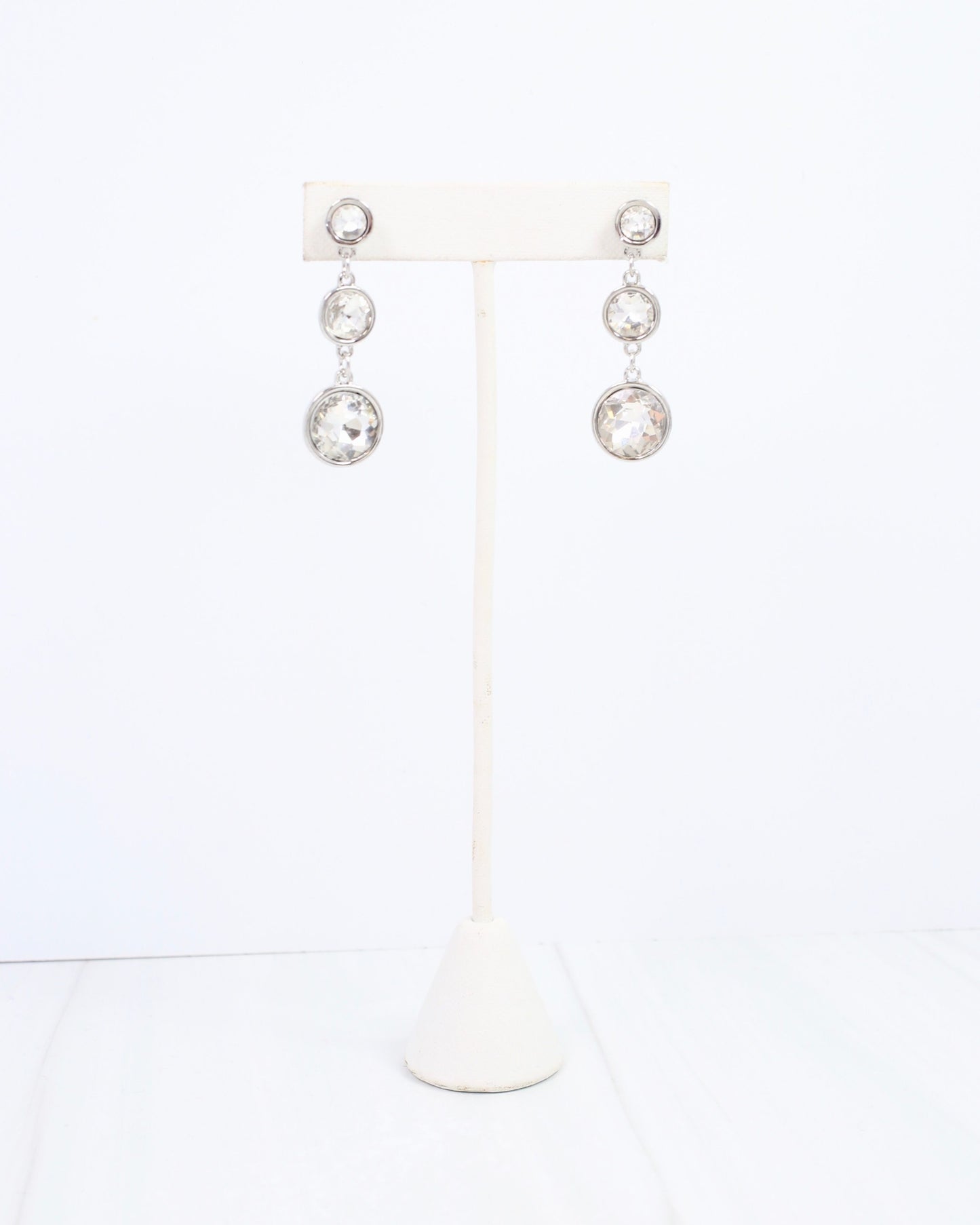 Naples Round Crystal Drop Earring Silver