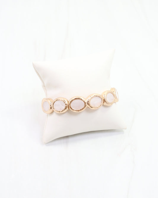 Devina Oval Stone Stretch Bracelet Worn Gold