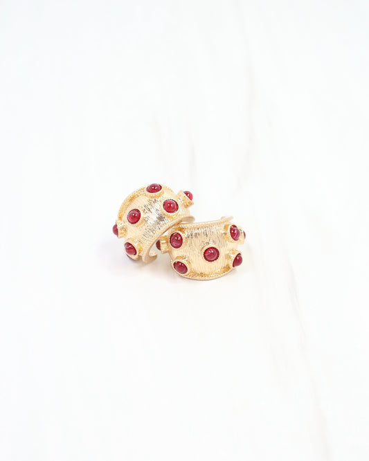 Miriam Textured Hoop Earring Garnet