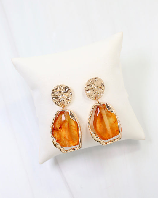 Plattsburgh Hammered Drop Earring Gold