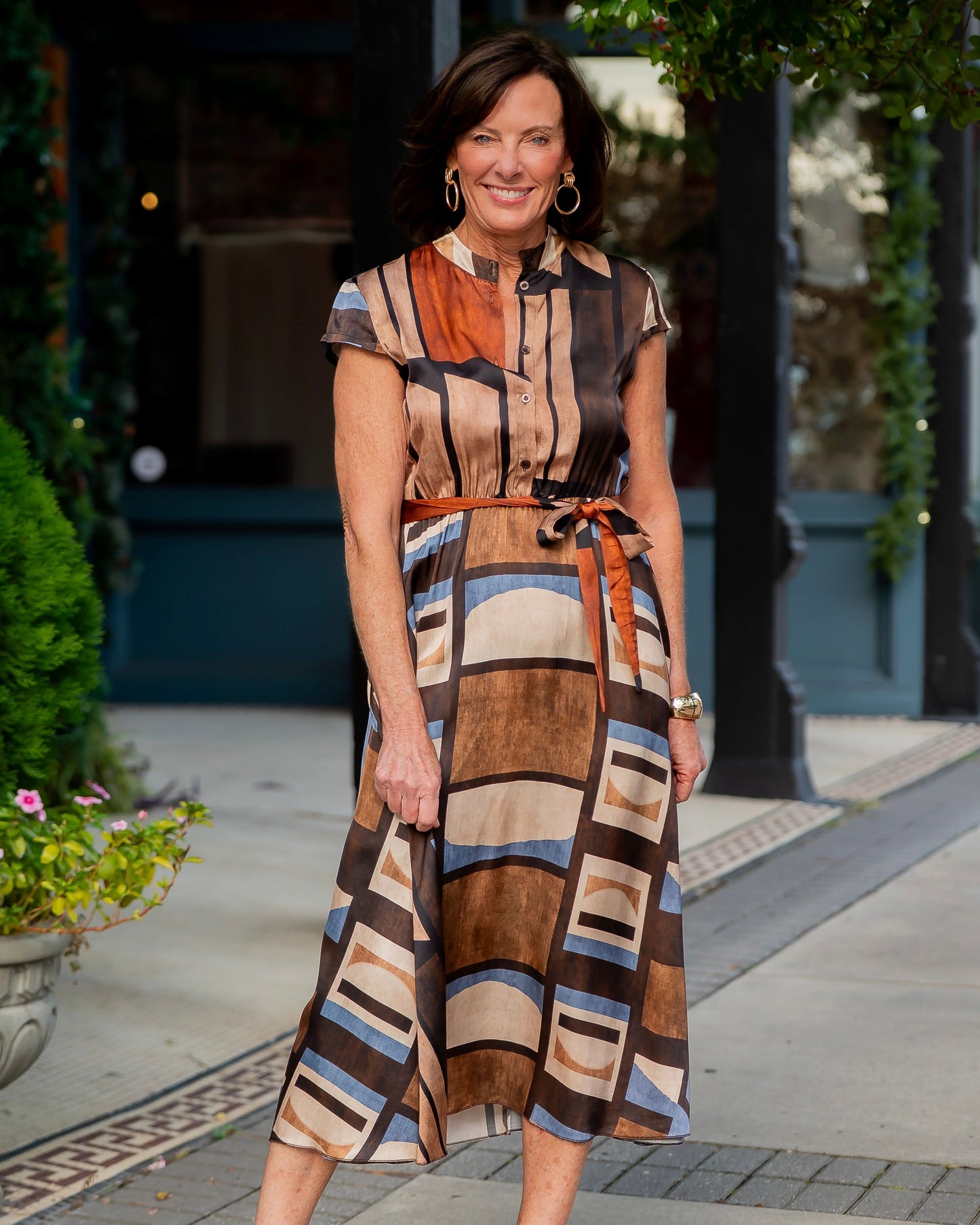 Espresso Geo Print Sleeveless Dress