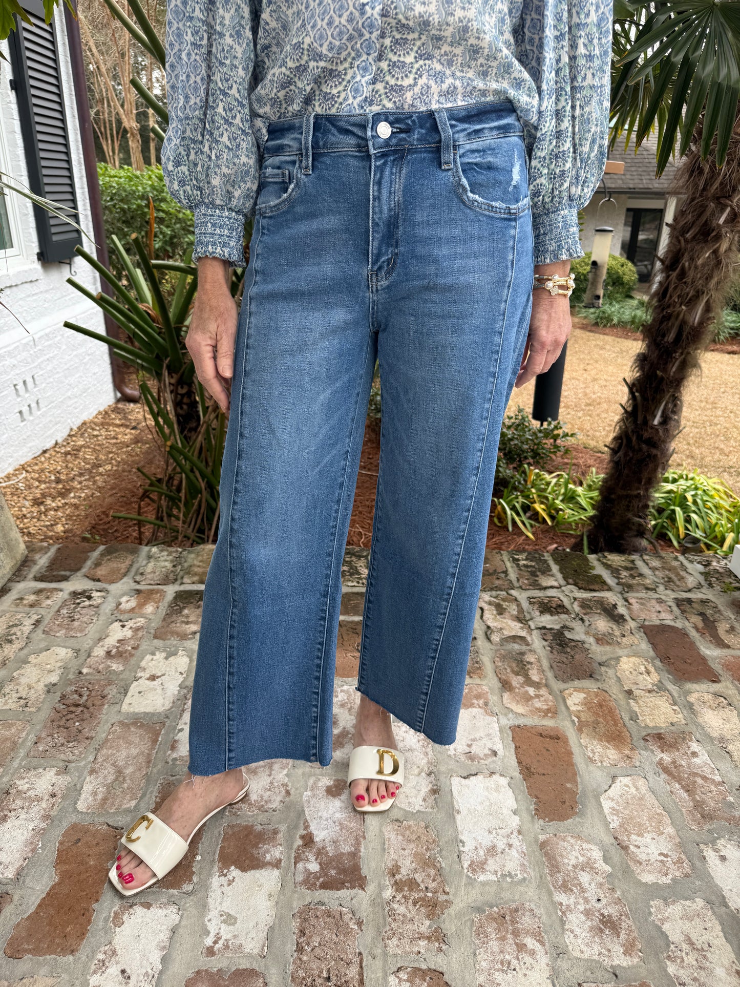 Olivia Raw Hem Twist Wide Leg Jeans by Vervet