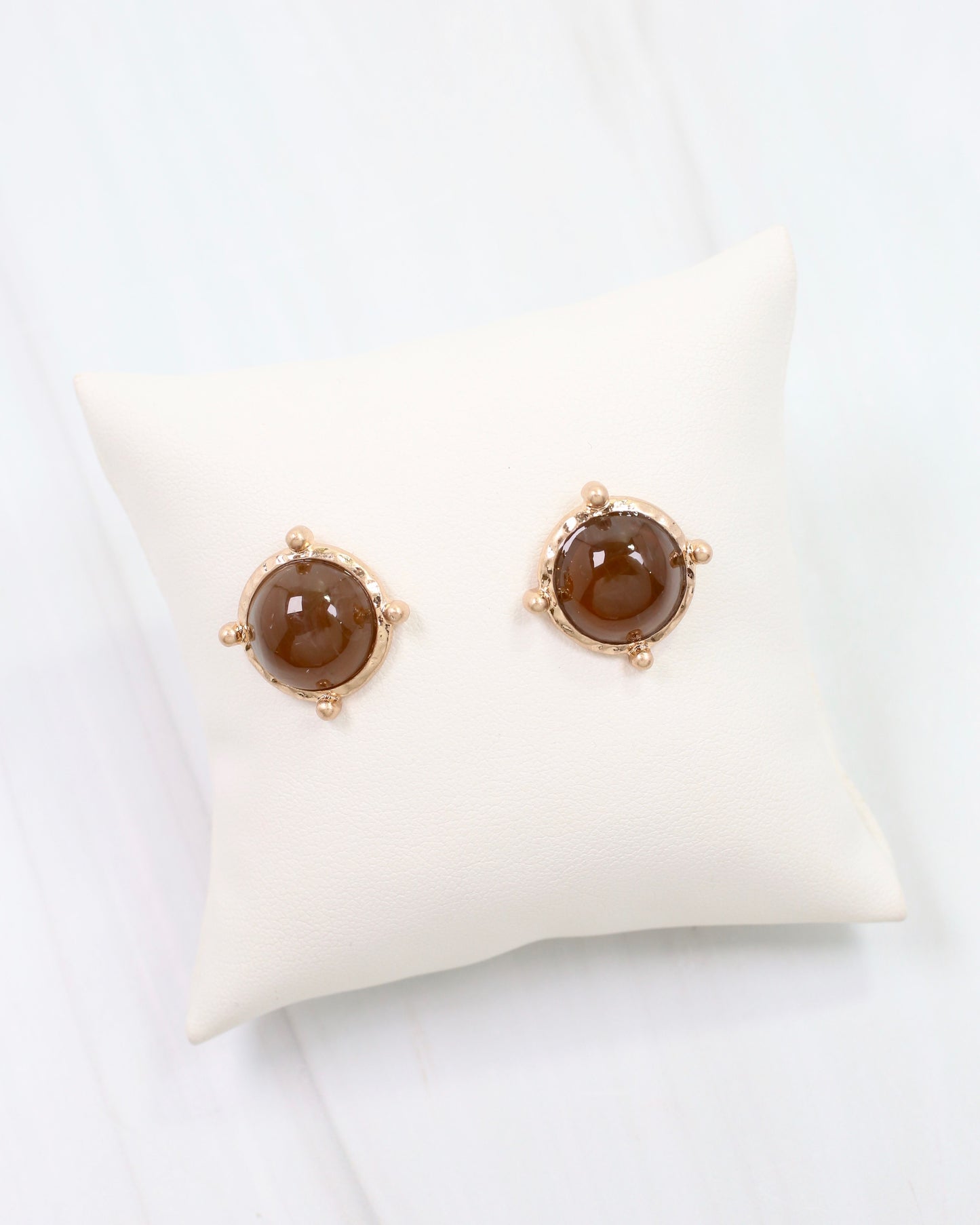 Florissant Round Post Earring Brown