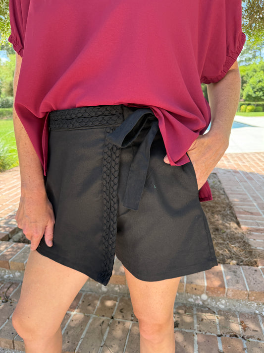 Roll On By Braided Waist Off Black Skort