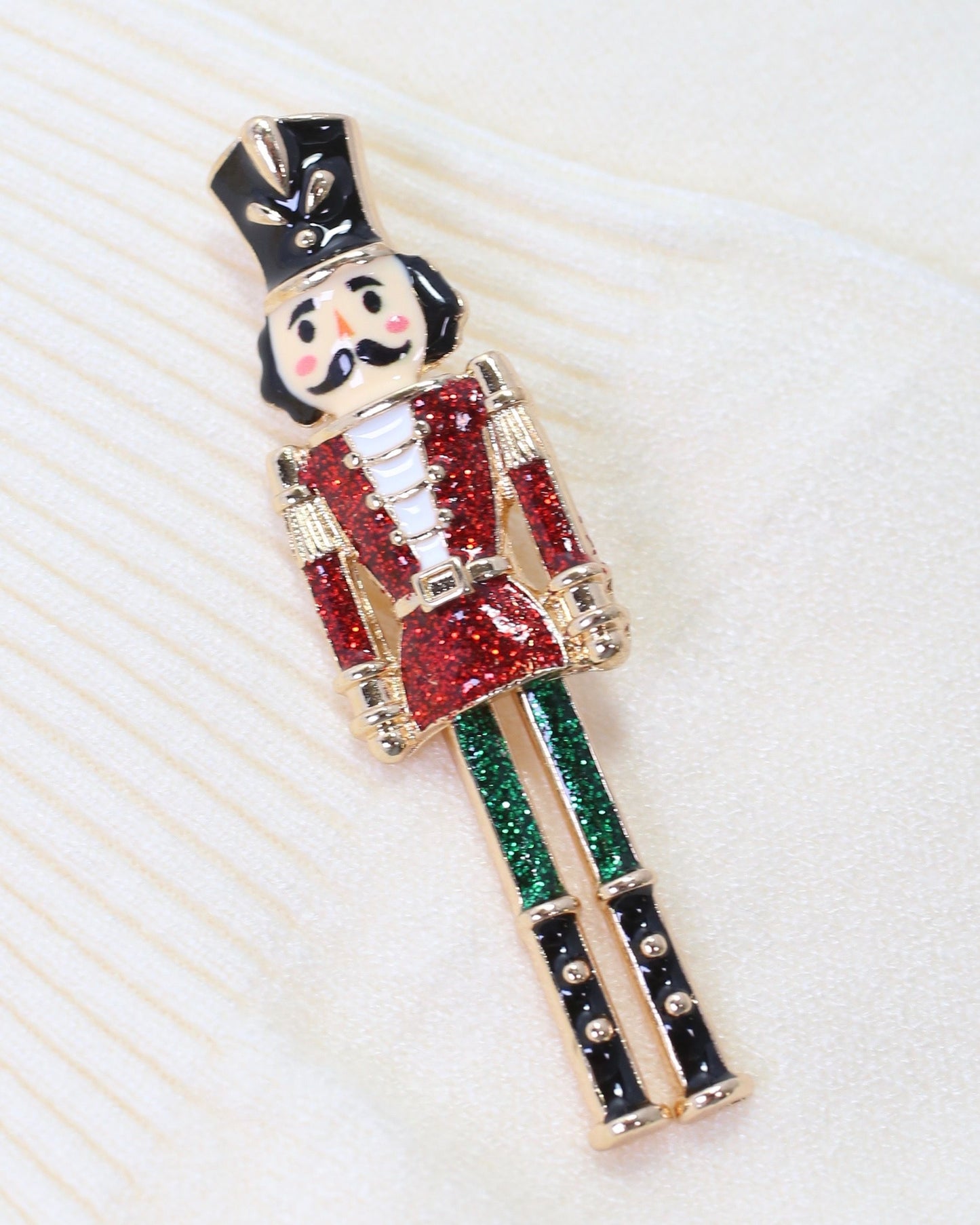 Naughty or Nice Nutcracker Brooch Red
