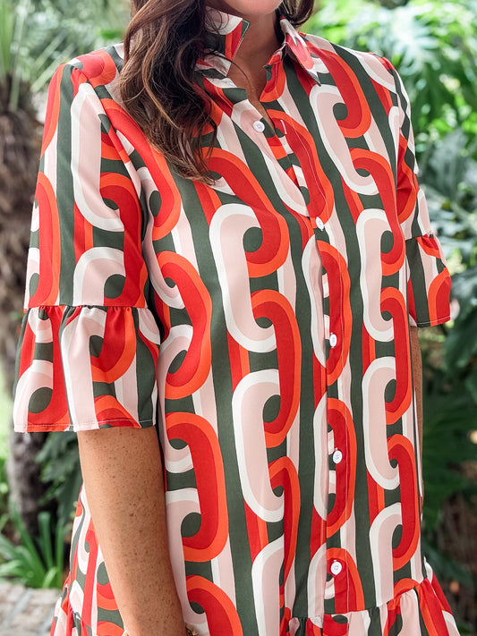 Marsha Retro Print Dress