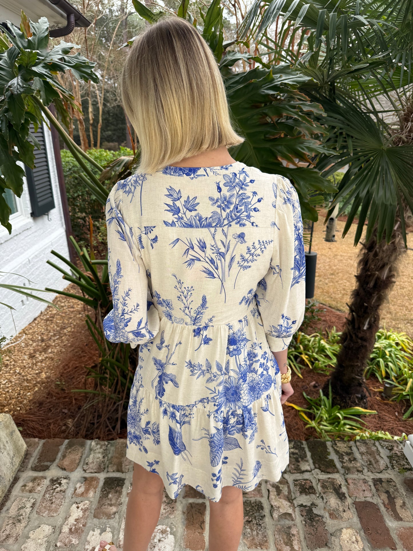 Blue Woodsy Floral Print Dress