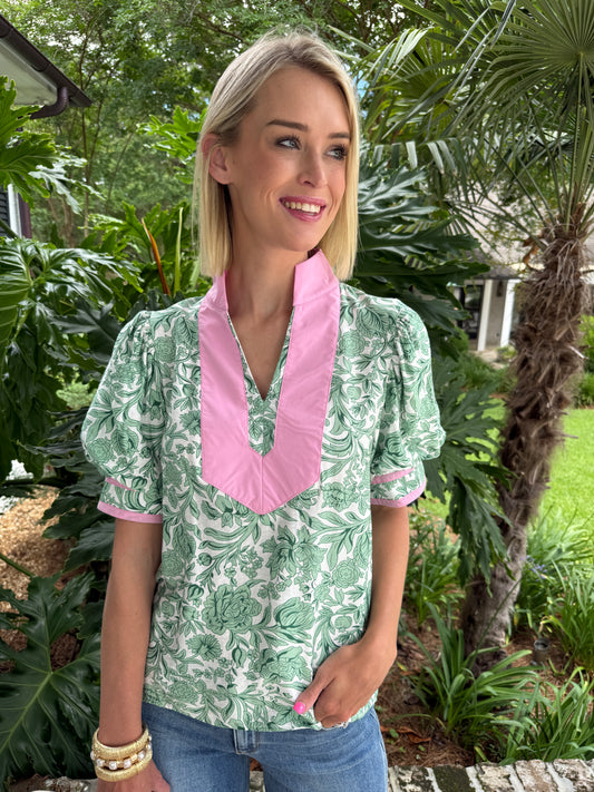 Beatrice Green Floral Top