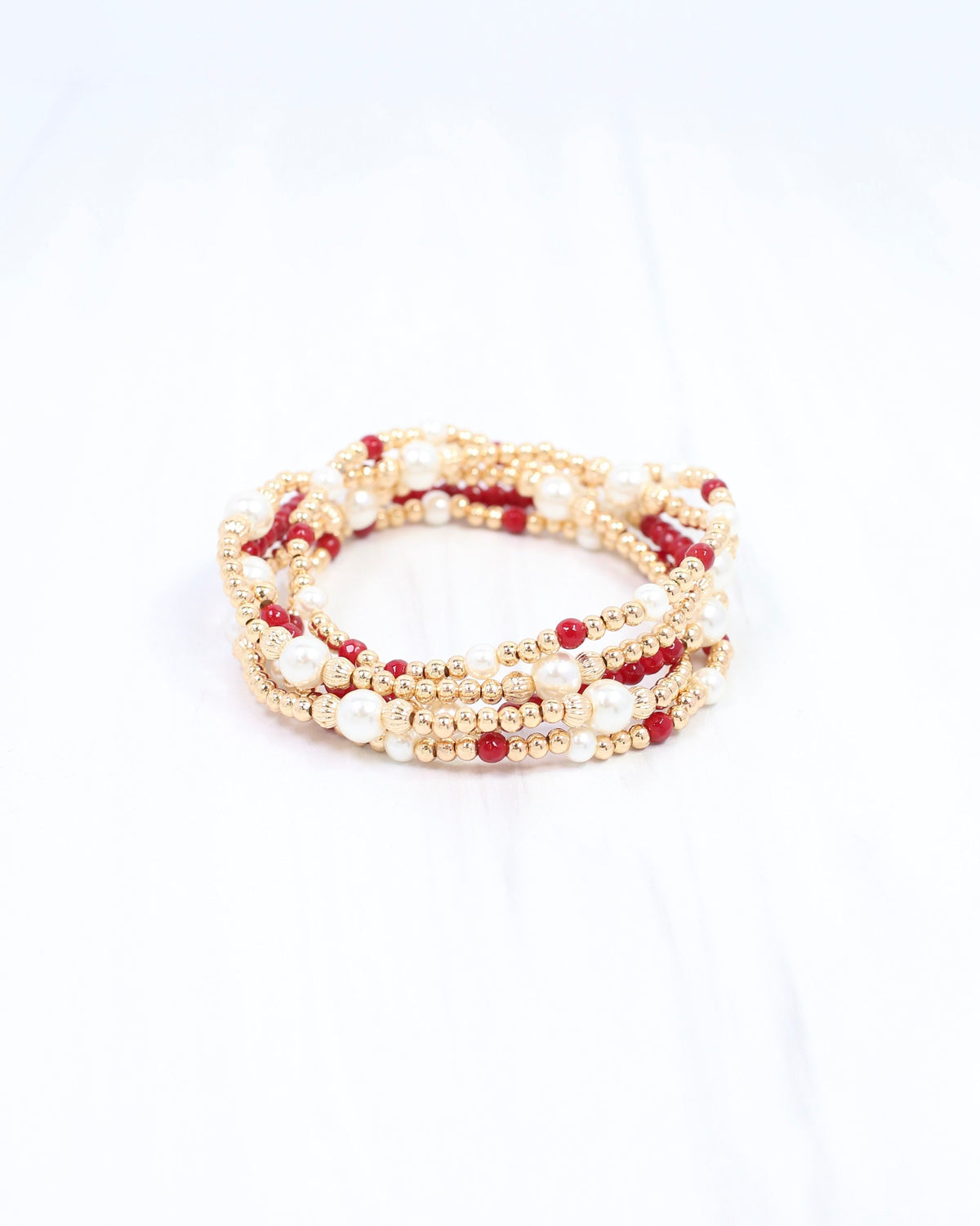 Maneh Beaded Bracelet Set Burgundy
