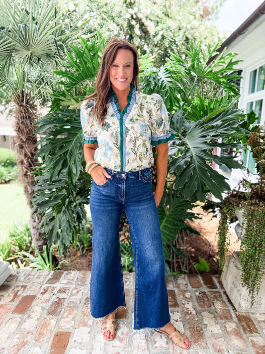 Vanelle Floral Top- Ecru