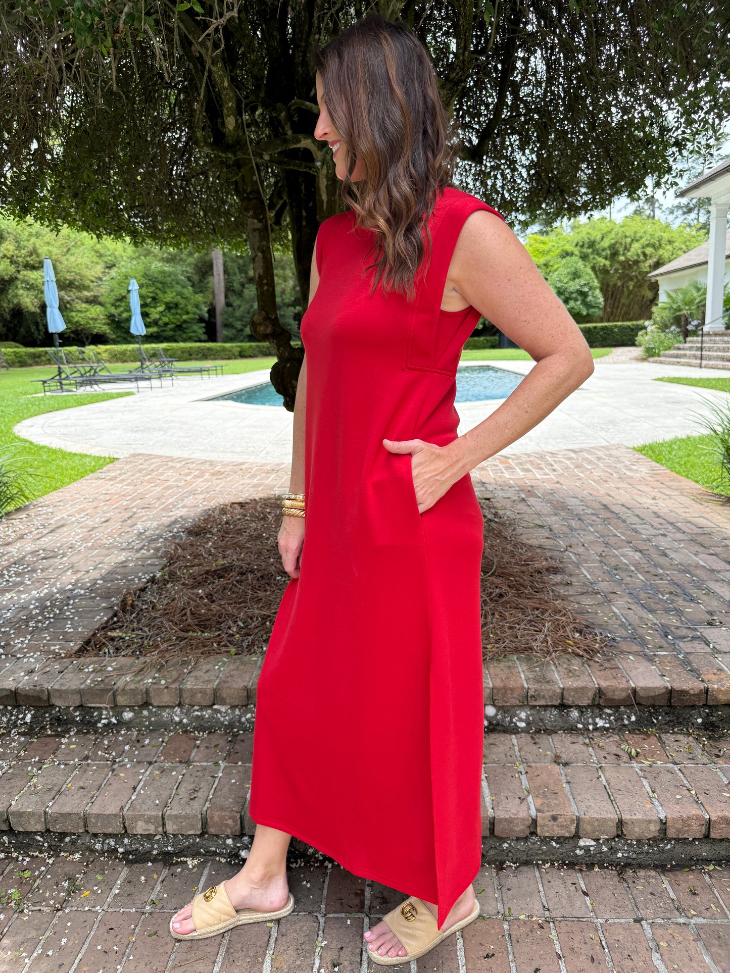 Hopkins Knit Pullover Dress - Red