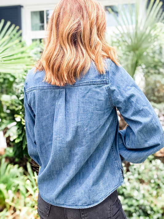 Daisy Denim Button Up Top