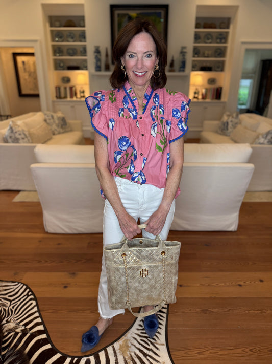 Layla Pink Floral Button Down Top