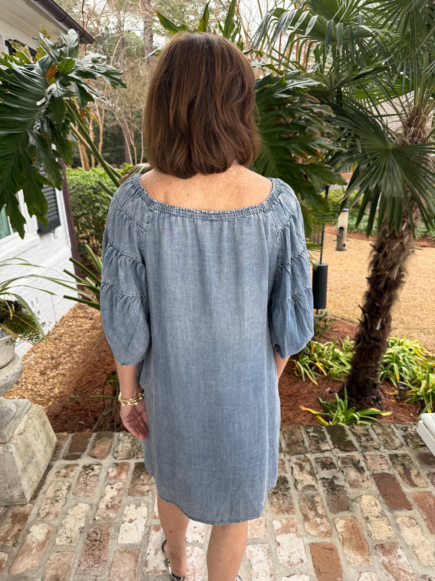 Get Like Her Off The Shoulder Denim Mini Dress