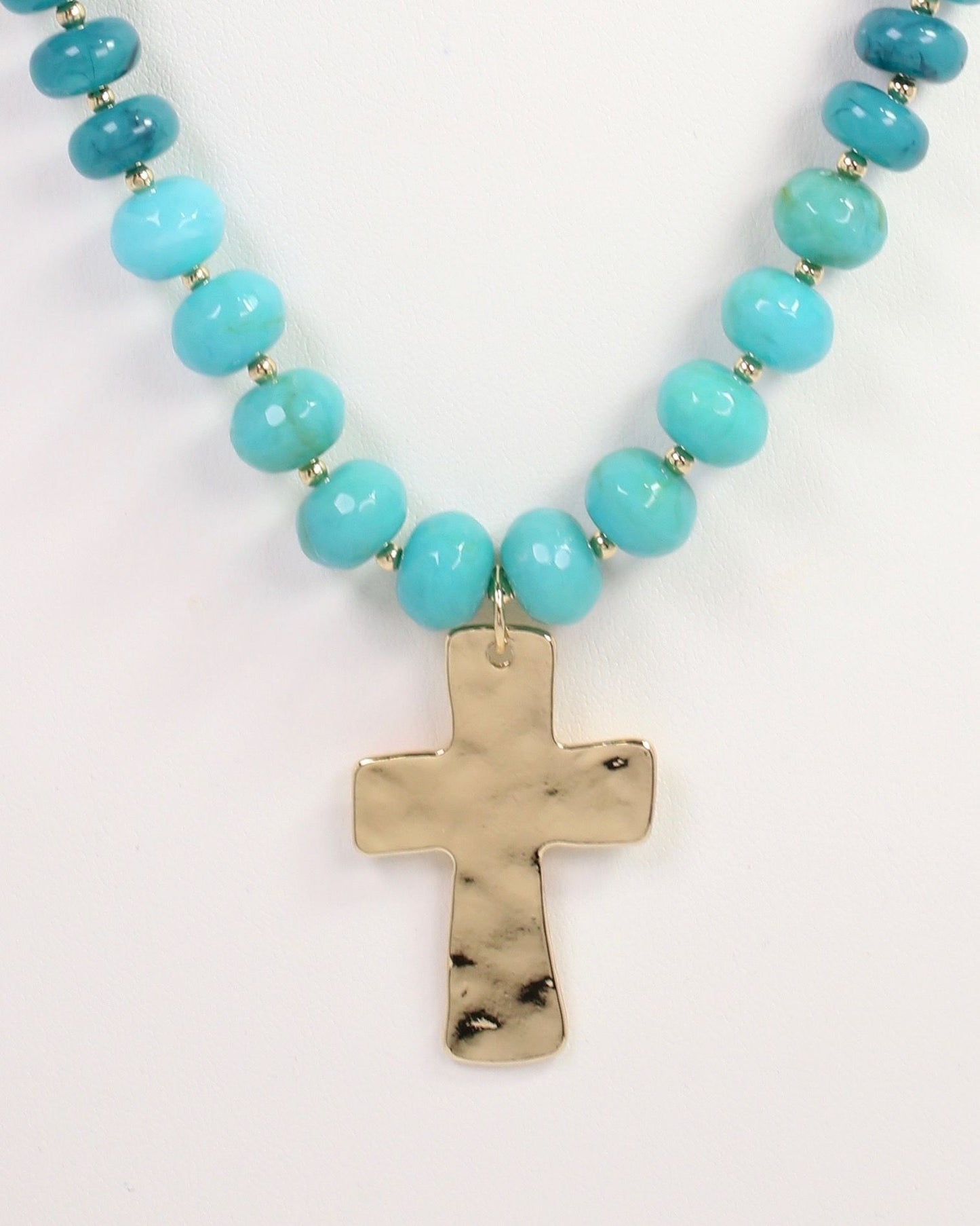 Berkeley Stone Beaded Cross Necklace Turquoise