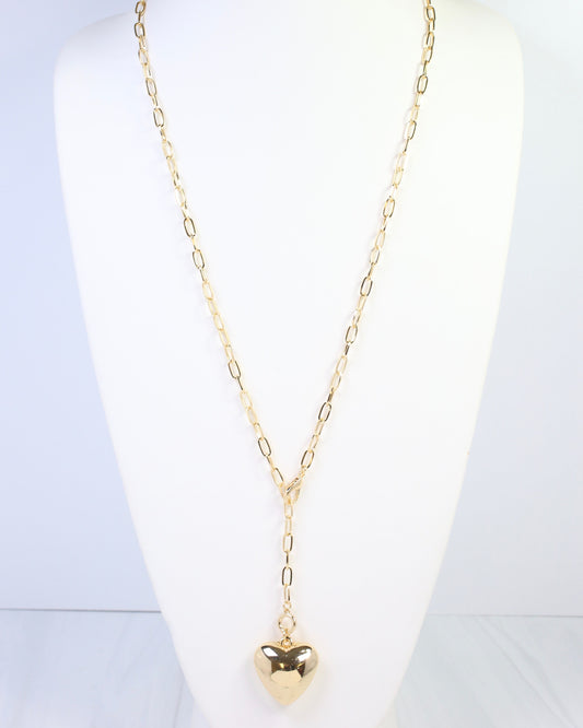 Newburgh Puffy Heart Link Necklace Gold