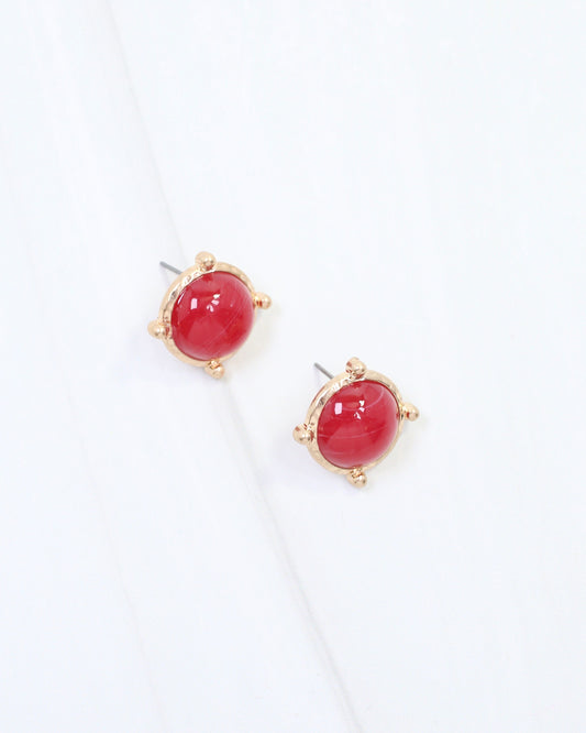 Florissant Round Post Earring Red