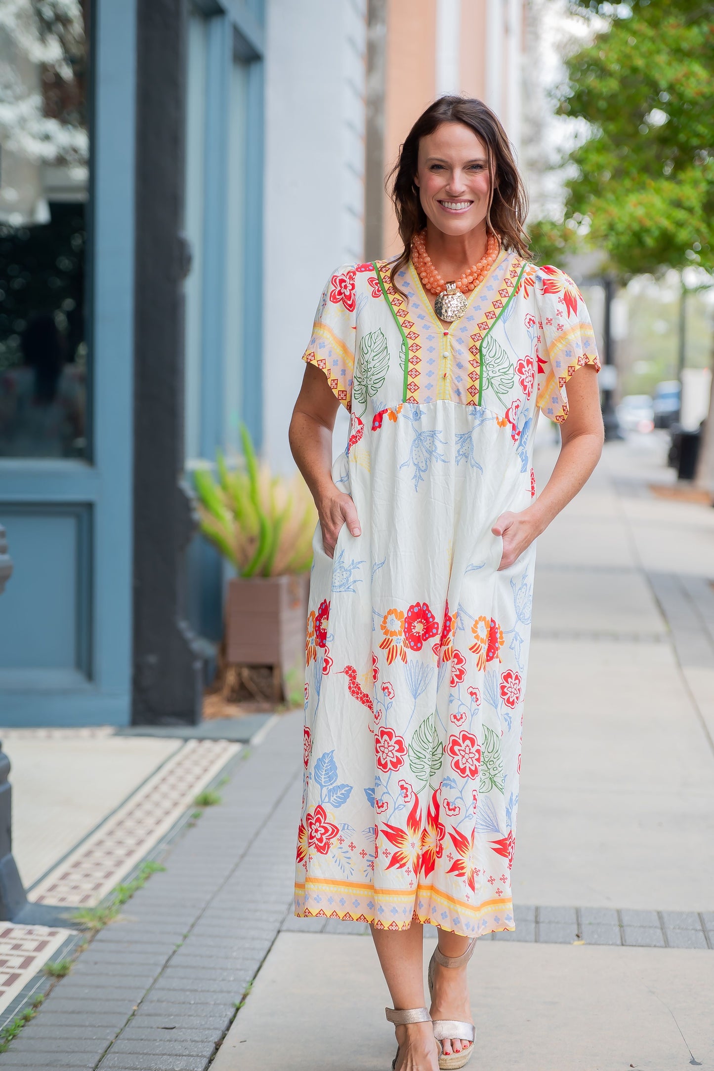 Liv Mix Boho Floral Midi Dress