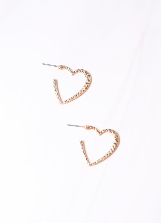 Espinosa Heart Hoop Earring Worn Gold