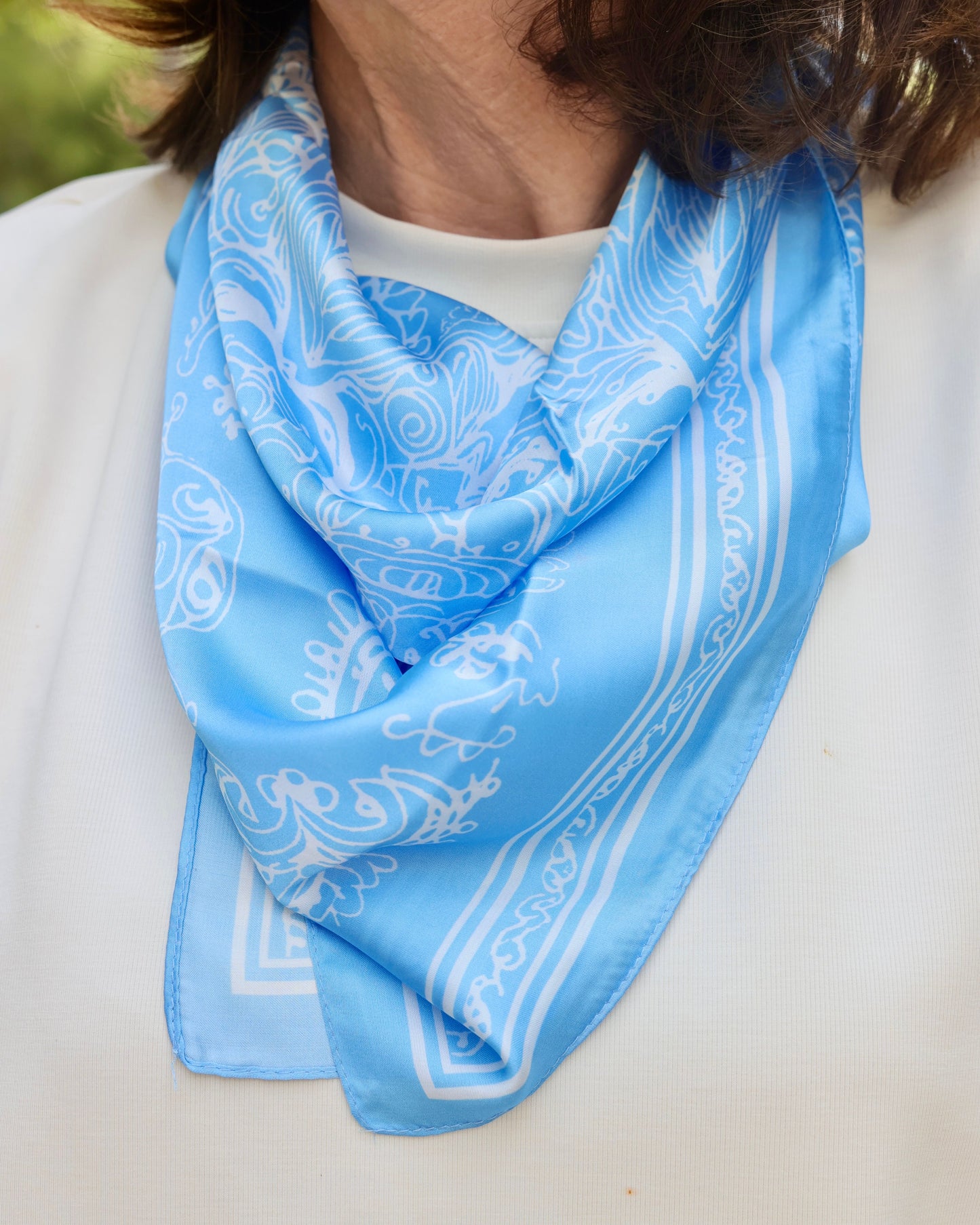 Dora Floral Paisley Scarf Blue