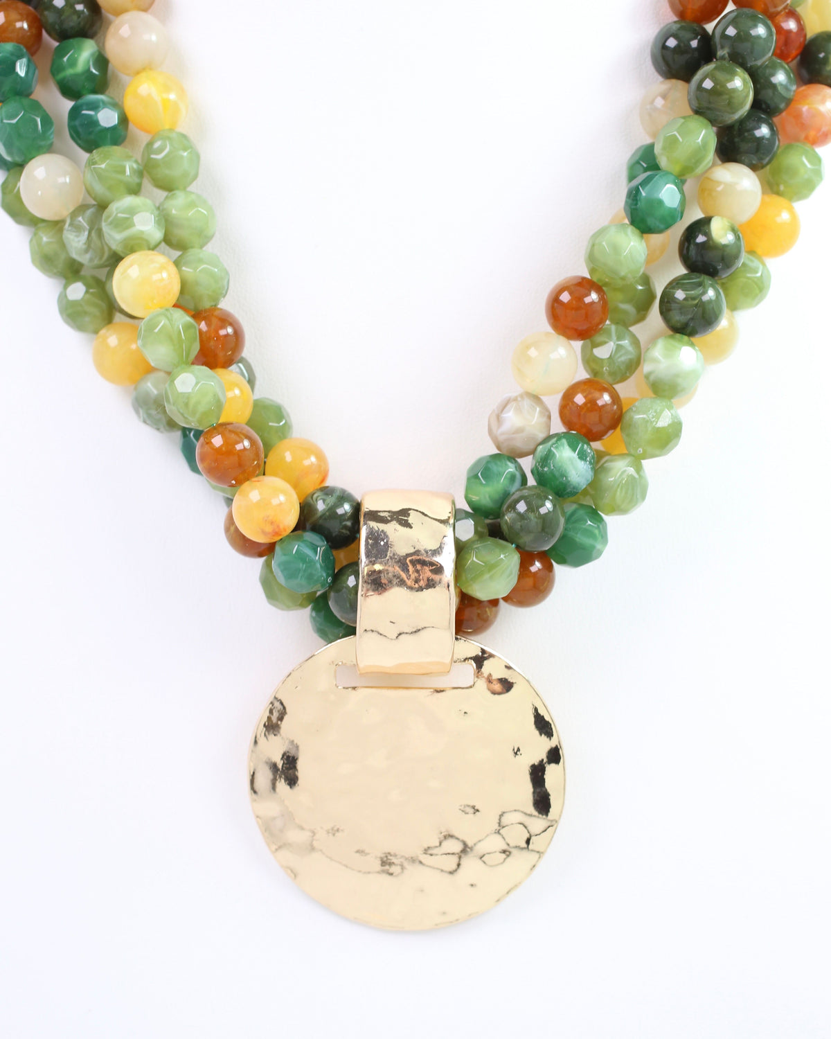 Larissa Beaded Necklace with Pendant Green Multi