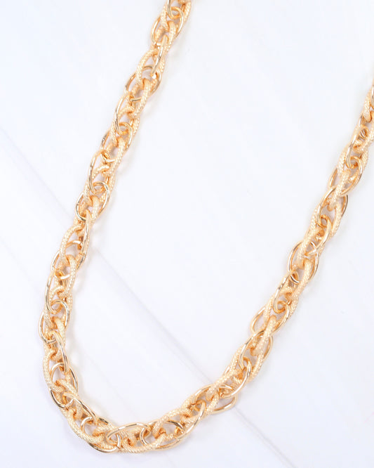 Cleveland Double Link Textured Necklace Gold