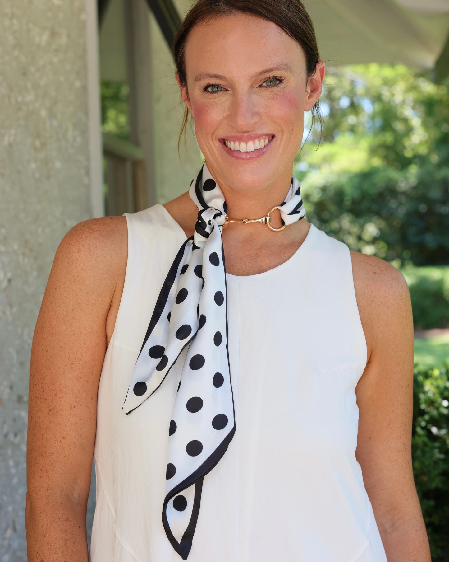 Henley Horsebit Buckle Scarf Black White